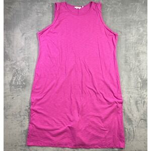 Candace Cameron Bure Pink Slub Knit Sleeveless Midi Dress 2XP Cotton Linen Blend
